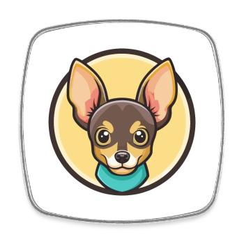 Russe Toy Terrier Chien Race Drôle Dessin Animé Kawaii - Magnet carré - blanc - Devant