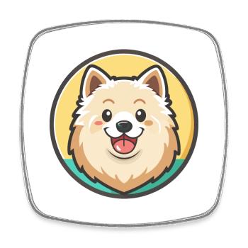 Samojede Hunderasse Cartoon Figur Kawaii Clipart - Viereckiger Kühlschrankmagnet - Weiß - Vorne