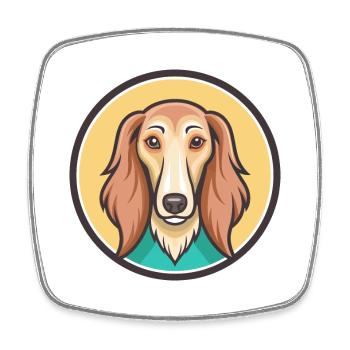 Saluki Dog Breed Cartoon Kawaii Clipart Animal Pet - Square fridge magnet - white - Front
