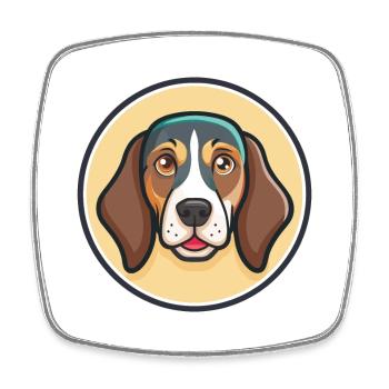 Serbischer dreifarbiger Jagdhund, Hunderasse, Cartoon, Kawaii - Viereckiger Kühlschrankmagnet - Weiß - Vorne
