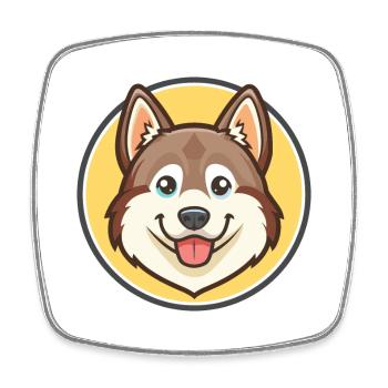 Sibirischer Husky, Hunderasse, Cartoon, Kawaii Clipart - Viereckiger Kühlschrankmagnet - Weiß - Vorne