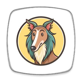 Seide Windhund Hund Rasse Cartoon Kawaii Clipart - Viereckiger Kühlschrankmagnet - Weiß - Vorne