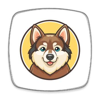 Siberian Laika Dog Breed Cartoon Kawaii Clipart - Square fridge magnet - white - Front