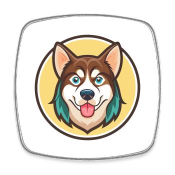 Sibirische Trikolore Hund Rasse Karikatur Kawaii - Viereckiger Kühlschrankmagnet - Weiß - Vorne