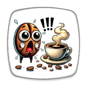 Lustiges Kaffee Design - Viereckiger Kühlschrankmagnet - Weiß - Vorne
