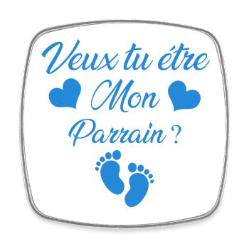 parrain - Magnet carré - blanc - Devant