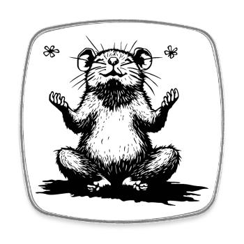 Zen hamster sitting black and white - Square fridge magnet - white - Front