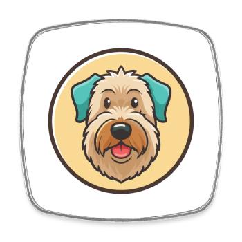 Pelage doux Wheaten Terrier Chien Race Dessin animé Animal de compagnie - Magnet carré - blanc - Devant