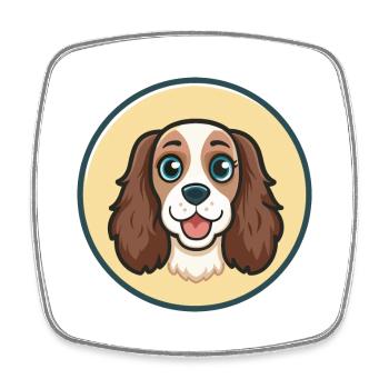 Spaniel Dog Breed Cartoon Character Kawaii Clipart - Square fridge magnet - white - Front