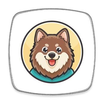 Suédois Laponie Chien Race Dessin animé Kawaii Clipart - Magnet carré - blanc - Devant