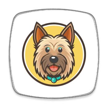 Skye Terrier Chien Race Dessin animé Kawaii Clipart Animal de compagnie - Magnet carré - blanc - Devant