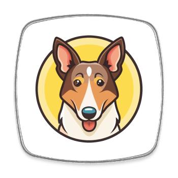 Smooth Collie Hunderasse Cartoon Kawaii Clipart Haustier - Viereckiger Kühlschrankmagnet - Weiß - Vorne