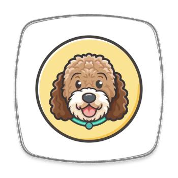 Spanisches Wasser Hund Rasse Cartoon Kawaii Clipart Haustier - Viereckiger Kühlschrankmagnet - Weiß - Vorne