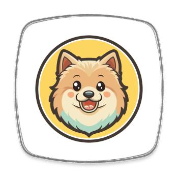 Spitz Chien Race Dessin animé Kawaii Clipart Animal Animal de compagnie - Magnet carré - blanc - Devant