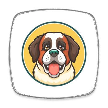 St Bernard Dog Breed Cartoon Kawaii Clipart Animal - Square fridge magnet - white - Front