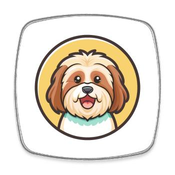Tibetische Kyi Apso Hunderasse Cartoon Kawaii Clipart - Viereckiger Kühlschrankmagnet - Weiß - Vorne