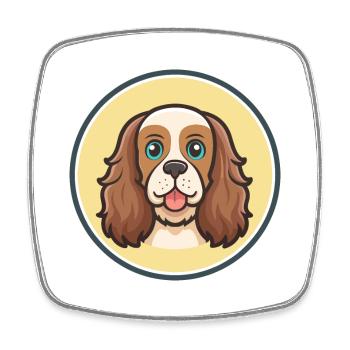 Sussex Spaniel Chien Race Dessin animé Kawaii Clipart - Magnet carré - blanc - Devant