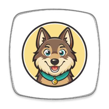 Tamaskan Dog Breed Colorful Cartoon Kawaii Clipart - Square fridge magnet - white - Front