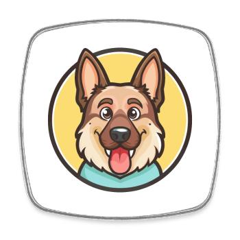 Schäferhund Rasse Cartoon Kawaii Clipart - Viereckiger Kühlschrankmagnet - Weiß - Vorne