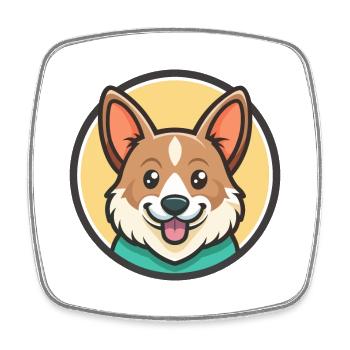 Taigan Dog Breed Cartoon Kawaii Clipart Animal Pet - Square fridge magnet - white - Front