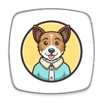 Teddy Roosevelt Terrier Chien Race Dessin animé Kawaii - Magnet carré - blanc - Devant