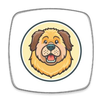 Tibetische Dogge Hund Rasse Karikatur Kawaii Clipart - Viereckiger Kühlschrankmagnet - Weiß - Vorne