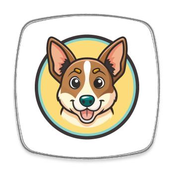 Baum Feist Hund Rasse Karikatur Kawaii Clipart Haustier - Viereckiger Kühlschrankmagnet - Weiß - Vorne