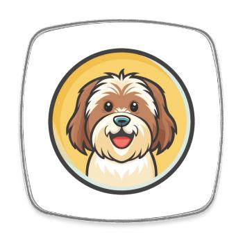 Tibetan Terrier Hund Rasse Karikatur Kawaii Clipart - Viereckiger Kühlschrankmagnet - Weiß - Vorne