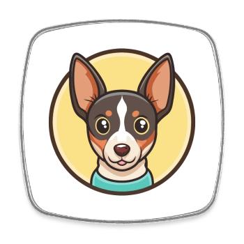 Spielzeug Foxterrier Hund Rasse Cartoon Kawaii Clipart - Viereckiger Kühlschrankmagnet - Weiß - Vorne