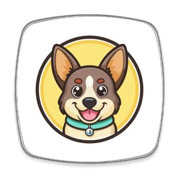 Vikhan Hund Rasse Cartoon Kawaii Clipart Tier Haustier - Viereckiger Kühlschrankmagnet - Weiß - Vorne