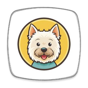 West Highland White Terrier Hund Rasse Cartoon Haustier - Viereckiger Kühlschrankmagnet - Weiß - Vorne