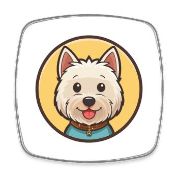Westie Hund Rasse Cartoon Kawaii Clipart Tier Haustier - Viereckiger Kühlschrankmagnet - Weiß - Vorne