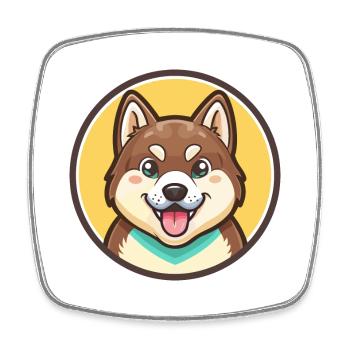 Yakutian Laika Dog Breed Cartoon Kawaii Clipart - Square fridge magnet - white - Front