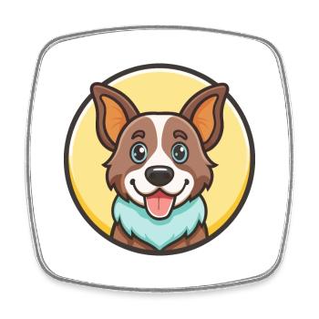 Schweizer Laufhund Hunderasse Cartoon Kawaii Clipart - Viereckiger Kühlschrankmagnet - Weiß - Vorne