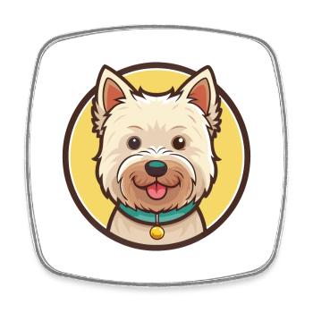 West Highland Terrier Dog Breed Cartoon Kawaii Pet - Square fridge magnet - white - Front
