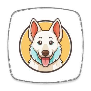 Berger Suisse Blanc Chien Race Dessin Animé Kawaii Pet - Magnet carré - blanc - Devant