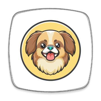 Tibetischer Spaniel Hund Rasse Cartoon Kawaii Clipart - Viereckiger Kühlschrankmagnet - Weiß - Vorne