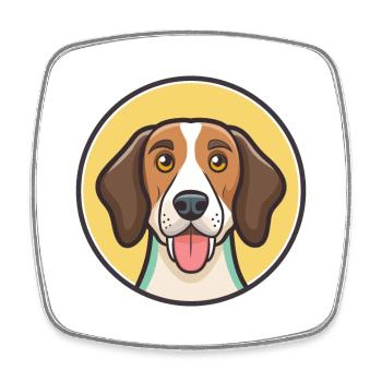 Treeing Walker Coonhound Dog Breed Cartoon Kawaii - Square fridge magnet - white - Front