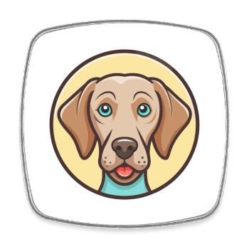 braque de Weimar chien race dessin animé Kawaii Clipart Animal - Magnet carré - blanc - Devant