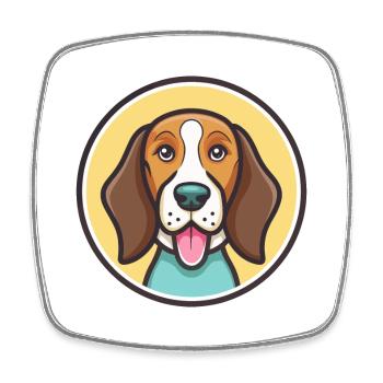 Chien courant tyrolien race Dessin animé Kawaii Clipart - Magnet carré - blanc - Devant