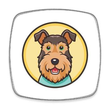 Welsh Terrier Dog Breed Cartoon Kawaii Clipart Pet - Square fridge magnet - white - Front