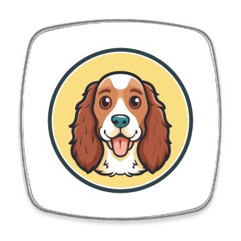 Welsh Springer Spaniel Dog Breed Cartoon Kawaii - Square fridge magnet - white - Front