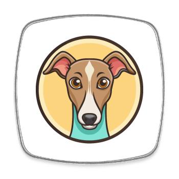 Whippet Dog Breed Cartoon Character Kawaii Clipart - Square fridge magnet - white - Front