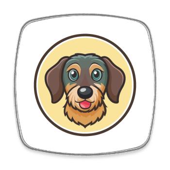 Wirehaired Dachshund Dog Breed Cartoon Kawaii Pet - Square fridge magnet - white - Front
