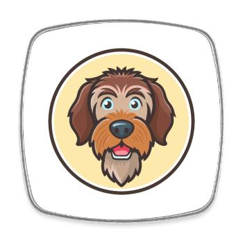 Wirehaired Pointing Griffon Dog Breed Cartoon Pet - Square fridge magnet - white - Front