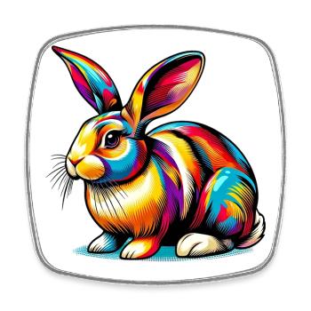 Lapin - Magnet carré - blanc - Devant