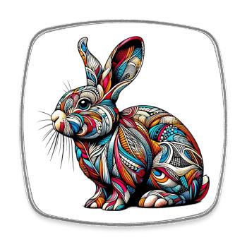 Rabbit - Square fridge magnet - white - Front