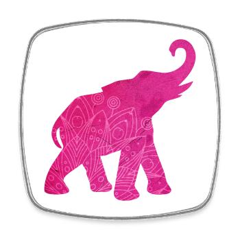 Yoga Pink Elephant Meditation Energy Mandala Decoration - Square fridge magnet - white - Front