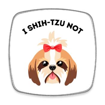 Je ne shih-tzu pas - Jeu de mots drôle Chien - Magnet carré - blanc - Devant
