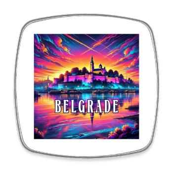 Belgrade, Serbie, Balkan Design - Magnet carré - blanc - Devant